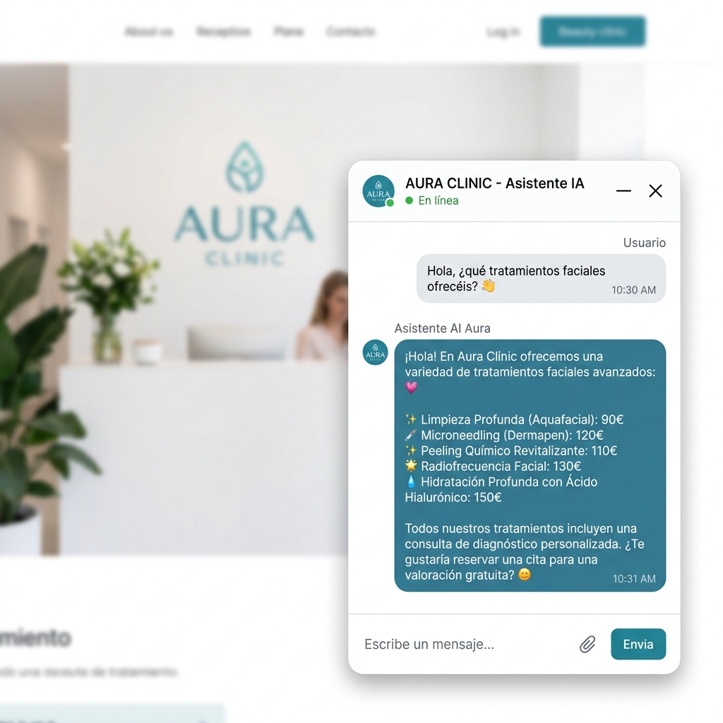 Ejemplo de asistente automático respondiendo preguntas de pacientes
